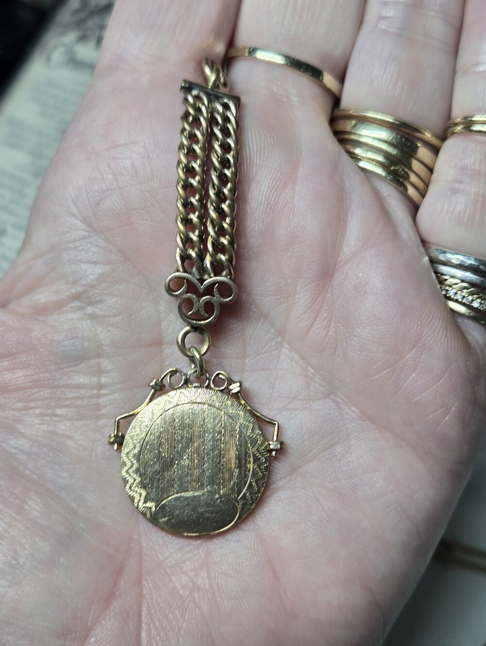 Victorian Gold Filled Locket Pendant Watch Fob